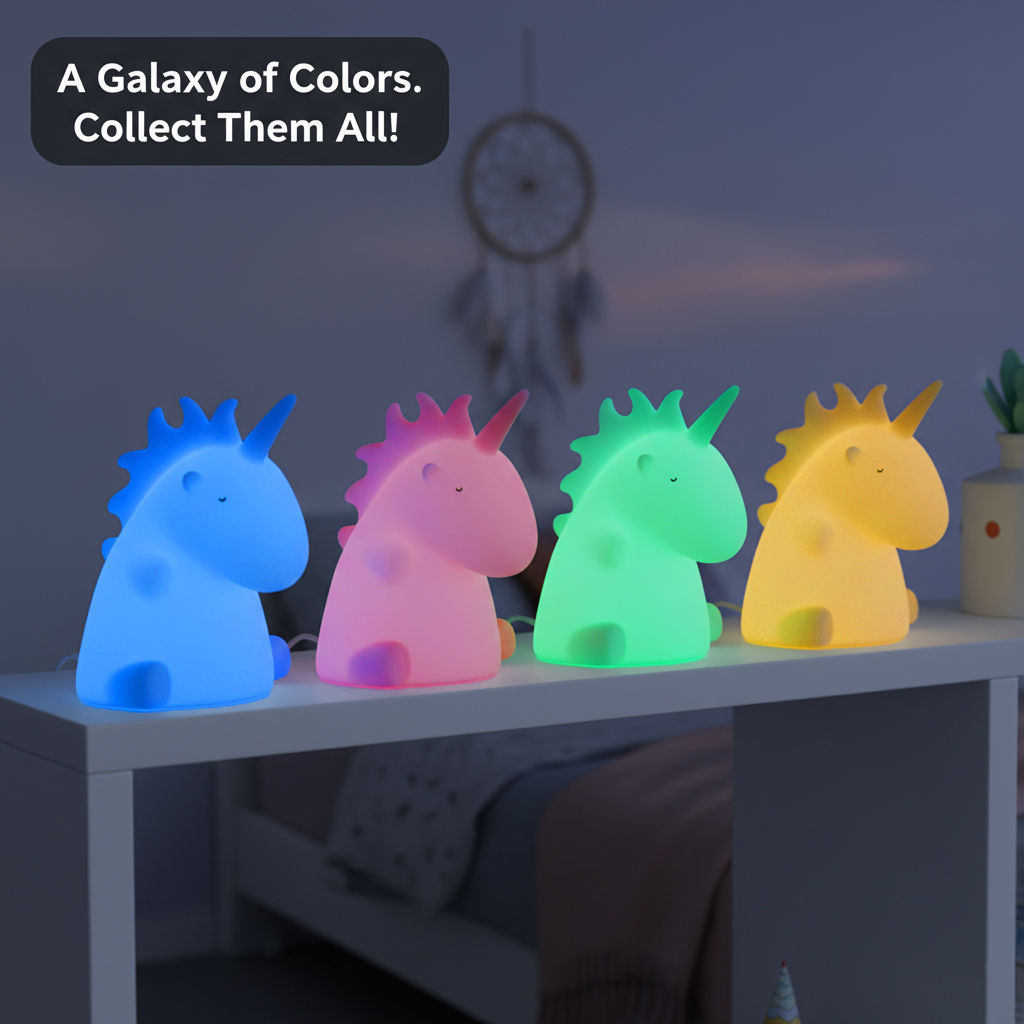 Mitmevärviline ükssarvikukujuline lamp